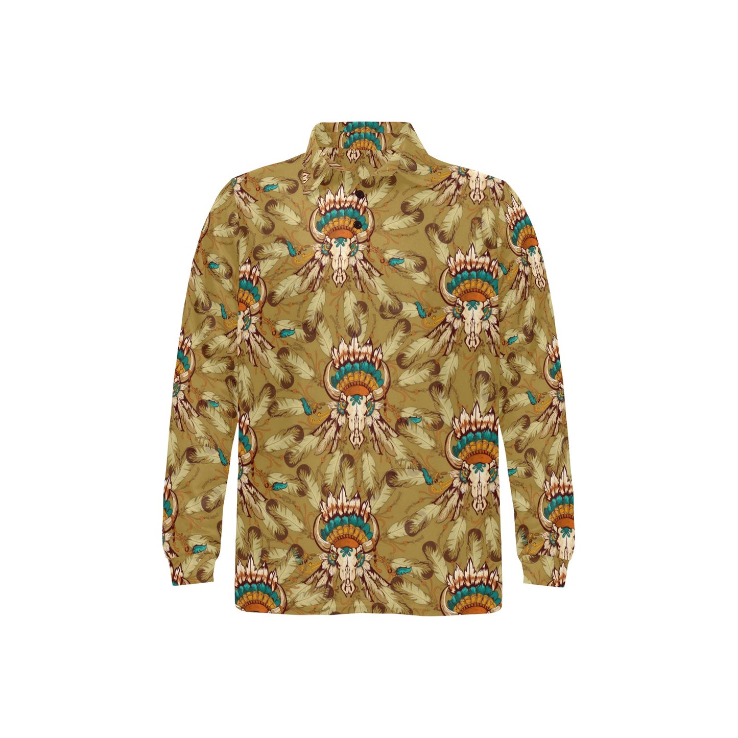 Native Indian Buffalo head Long Sleeve Polo Shirt For Men's