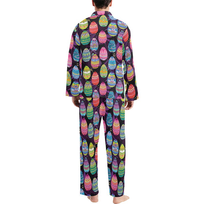 Easter Eggs Pattern Print Design RB08 Men's Long Pajama Set