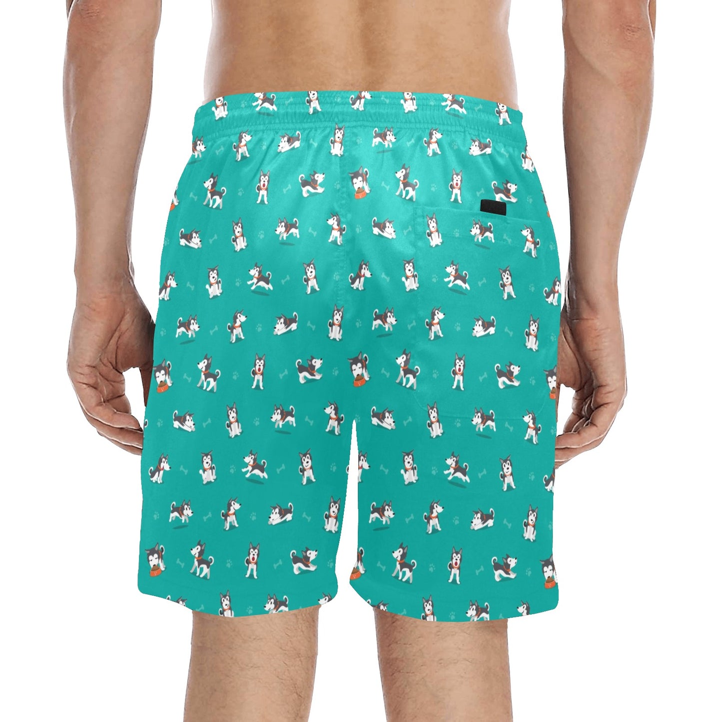 Siberian Huskies Print Design LKS303 Men's Swim Trunks Beach Shorts