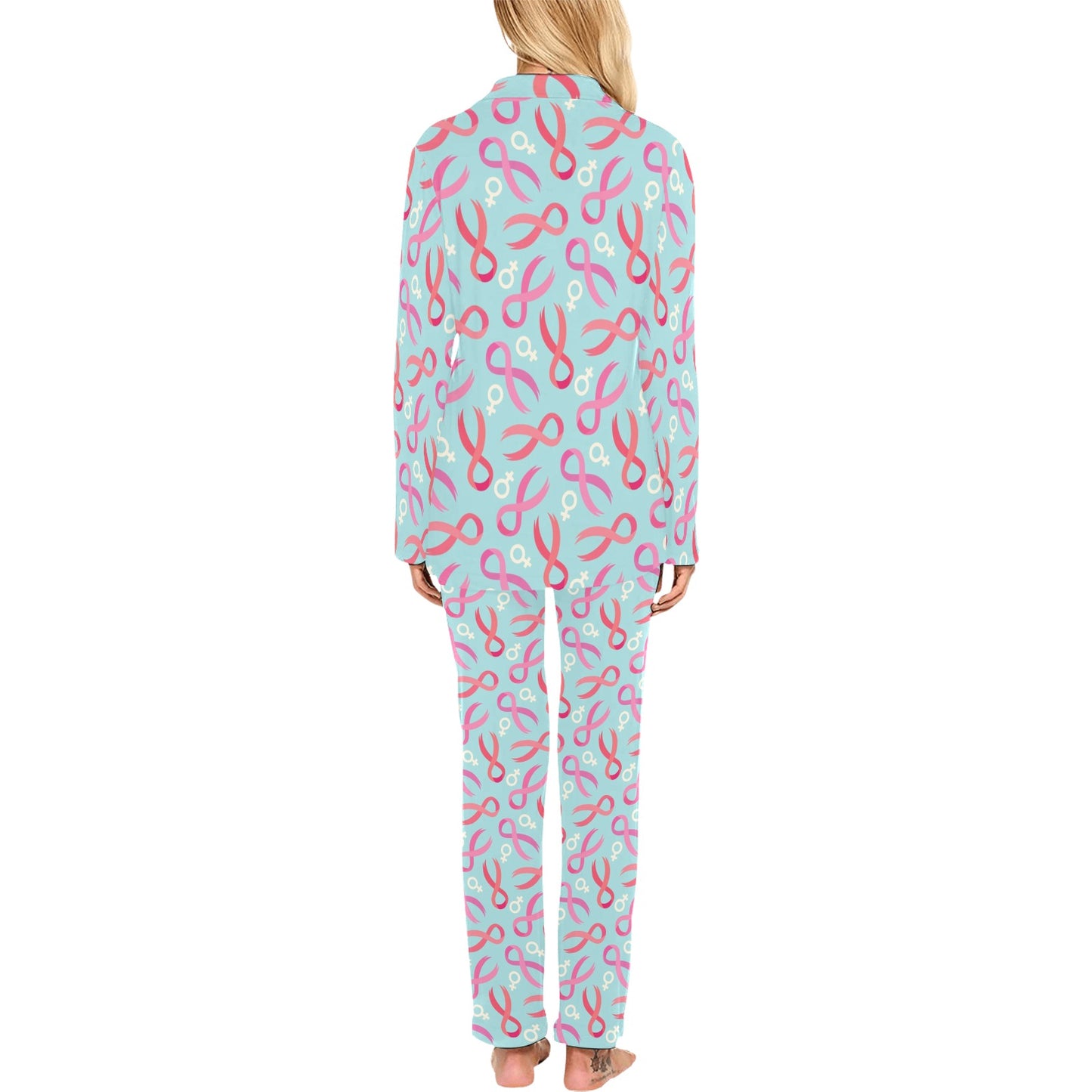 Breast cancer Pattern Print Design 03 Women's Long Pajama Set