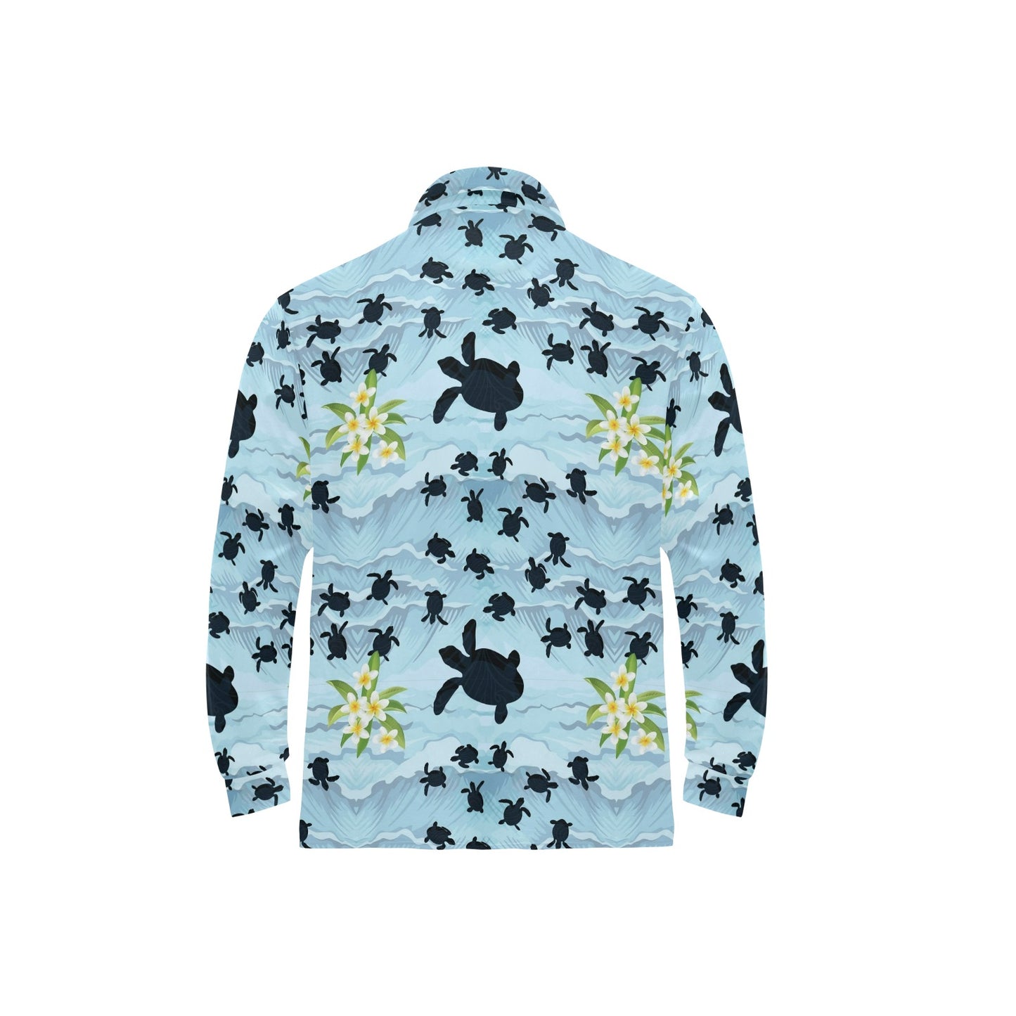 Sea Turtle Pattern Print Design T011 Long Sleeve Polo Shirt For Men's