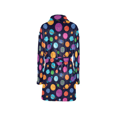 Planet Multicolor Print Design LKS302 Women's Fleece Robe