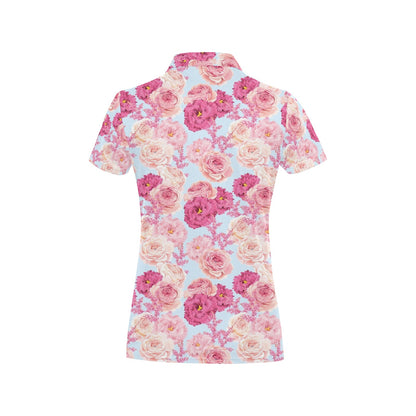 Lisianthus Pattern Print Design LT05 Women's Polo Shirt