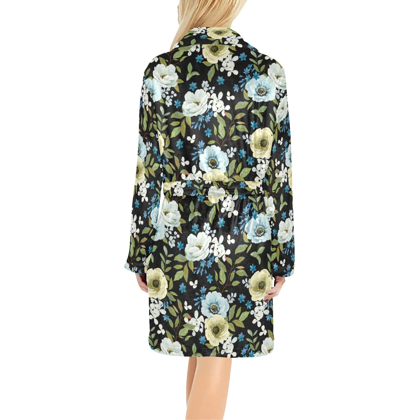 Anemone Pattern Print Design AM03 Women's Fleece Robe