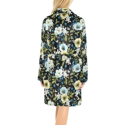 Anemone Pattern Print Design AM03 Women's Fleece Robe
