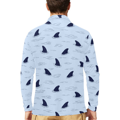Shark Fin Long Sleeve Polo Shirt For Men's
