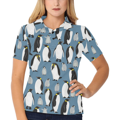 Penguin Pattern Print Design A03 Women's Polo Shirt