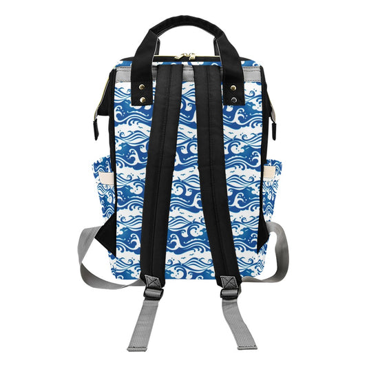 Wave Print Design LKS303 Diaper Bag Backpack