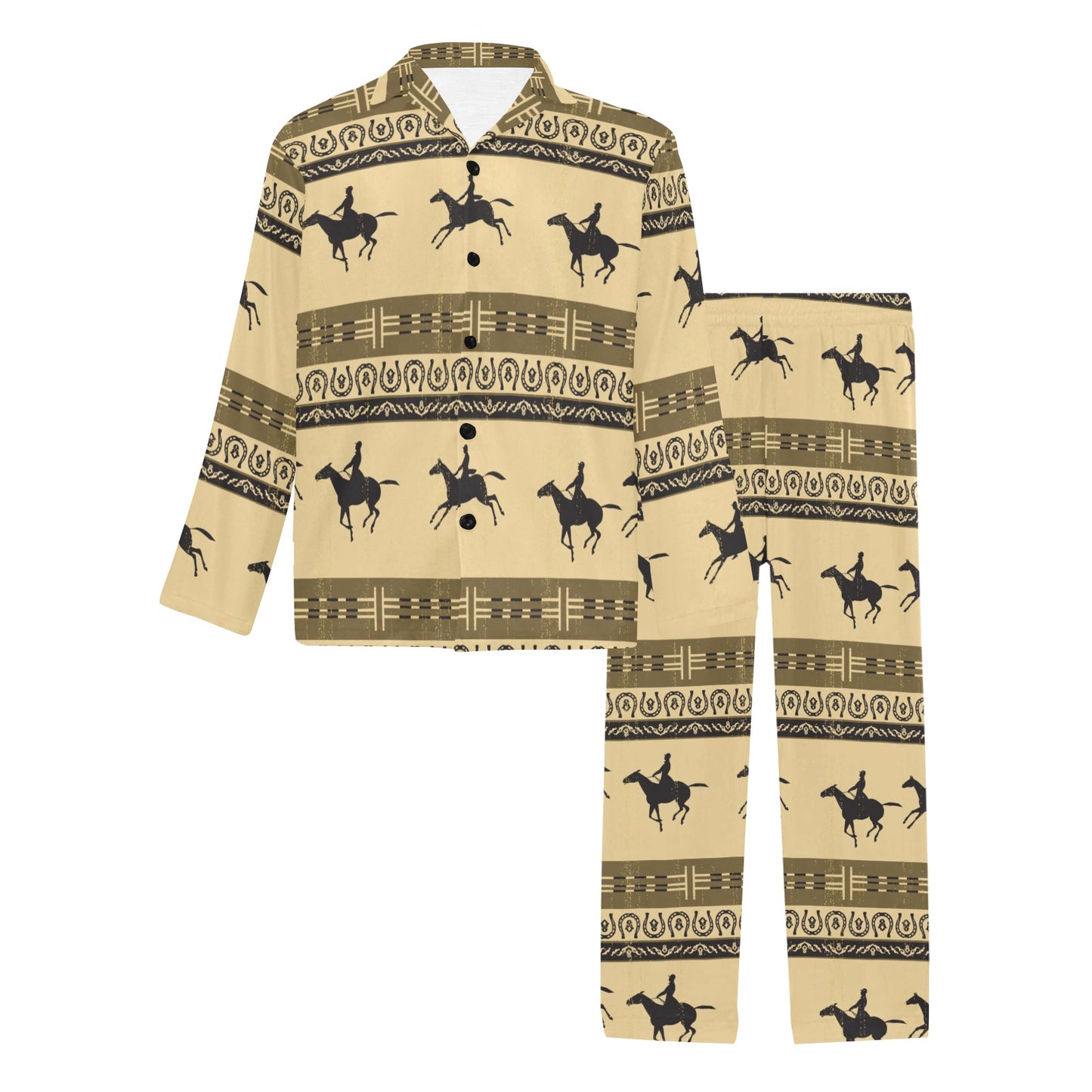 Horse Pattern Prnt Men's Long Pajama Set