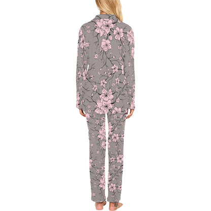 Cherry Blossom Pattern Print Design CB05 Women's Long Pajama Set