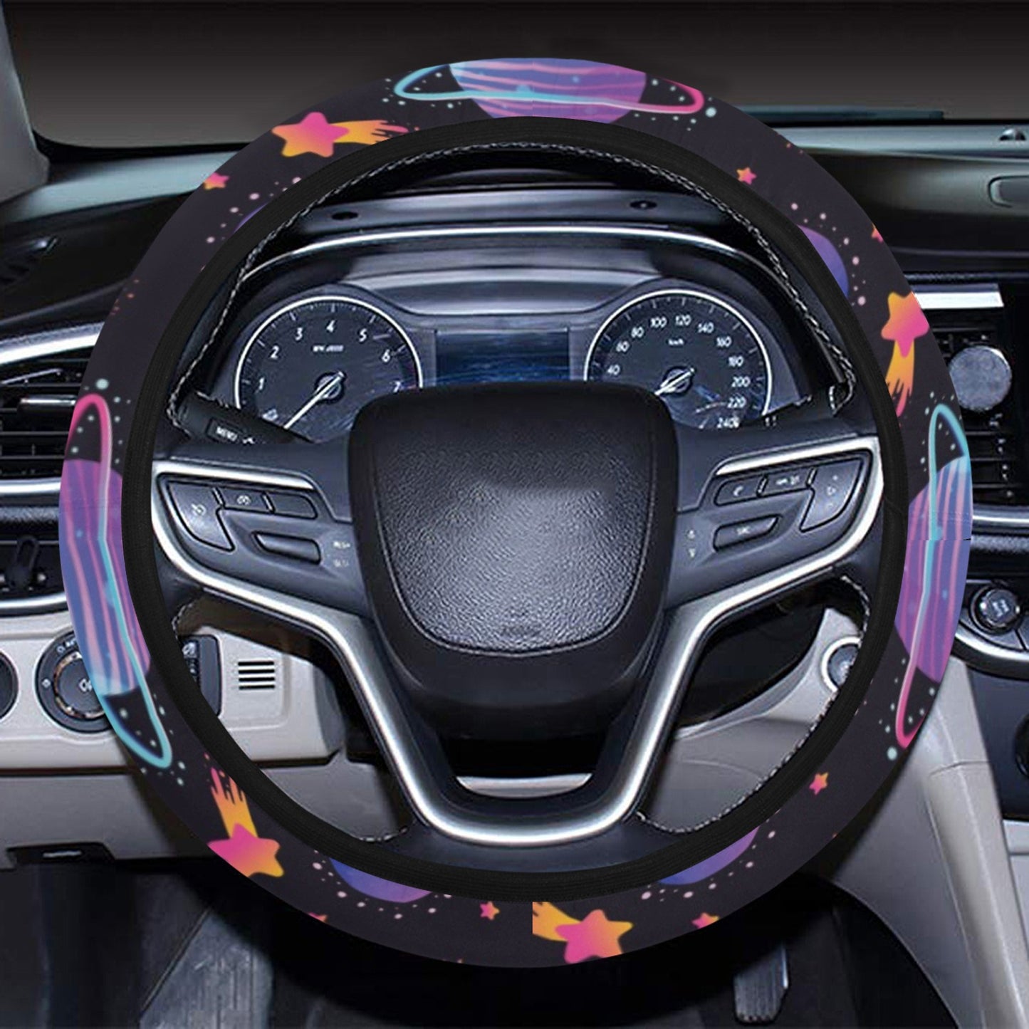 UFO Star Galaxy Print Design LKS308 Steering Wheel Cover with Elastic Edge