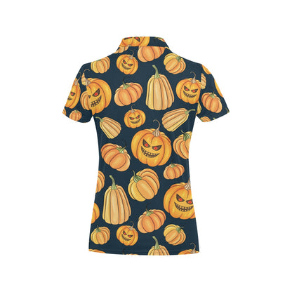 Pumpkin Halloween Pattern Print Design A04 Women's Polo Shirt