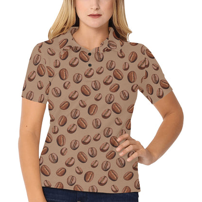 Coffee Pattern Print Design 07 Women's Polo Shirt
