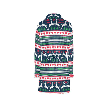 Reindeer Pattern Print Design 03 Women's Fleece Robe