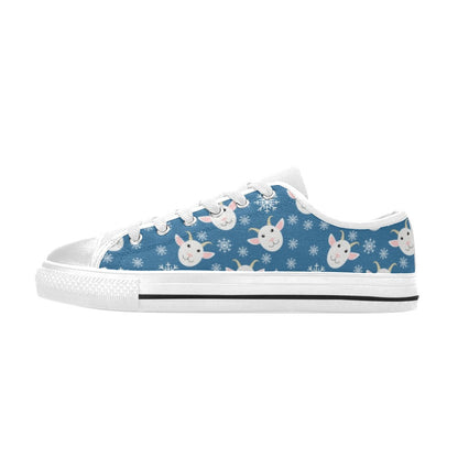Goat Print Design LKS402 Women's White Low Top Shoes