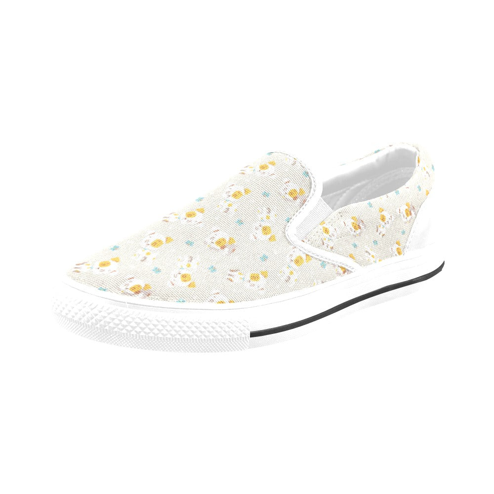 Russell Terriers Print Design LKS306 White Slip Ons Canvas Women's Shoes