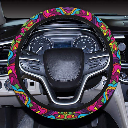 Trippy Print Design LKS303 Steering Wheel Cover with Elastic Edge