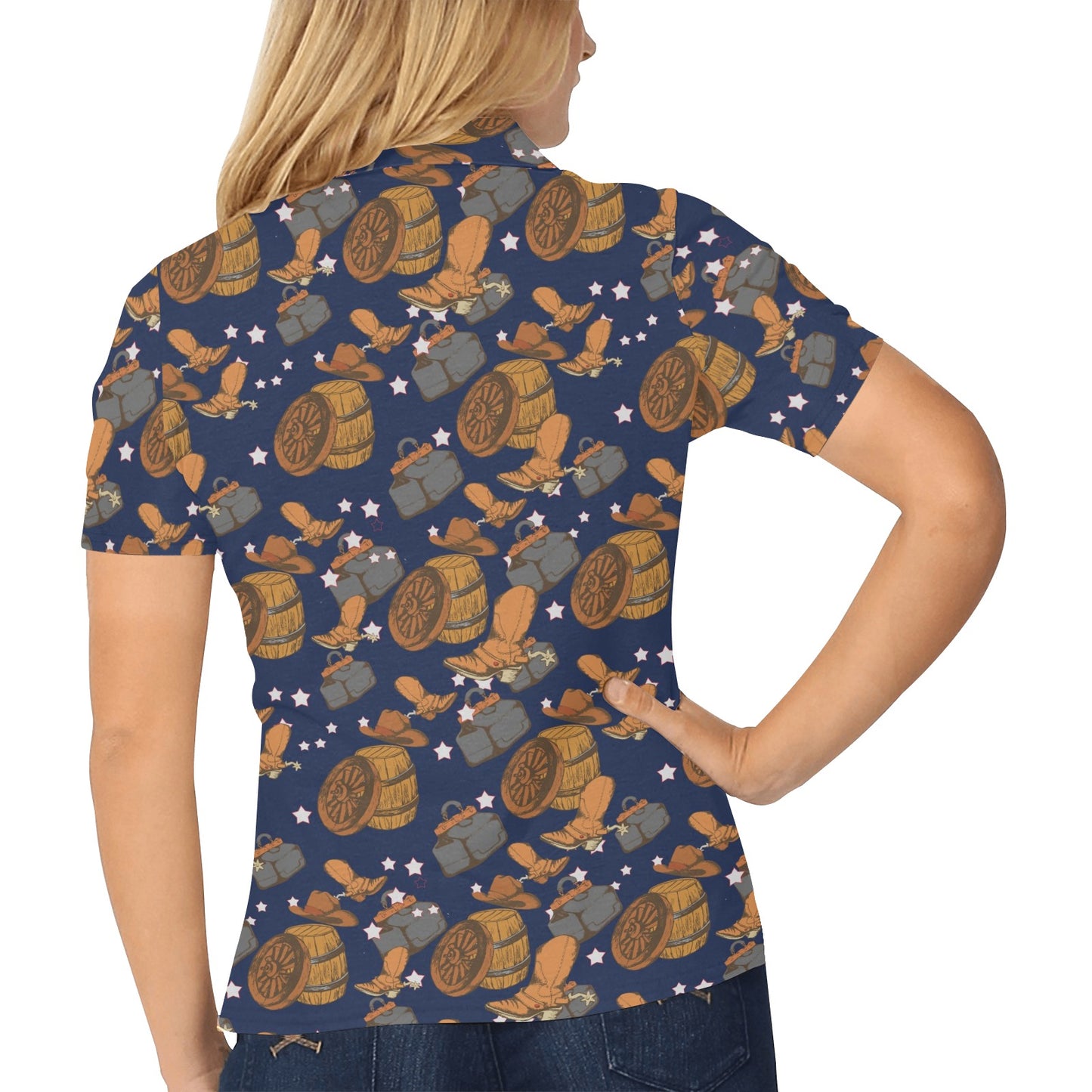 Cowboy Pattern Print Design 03 Women's Polo Shirt