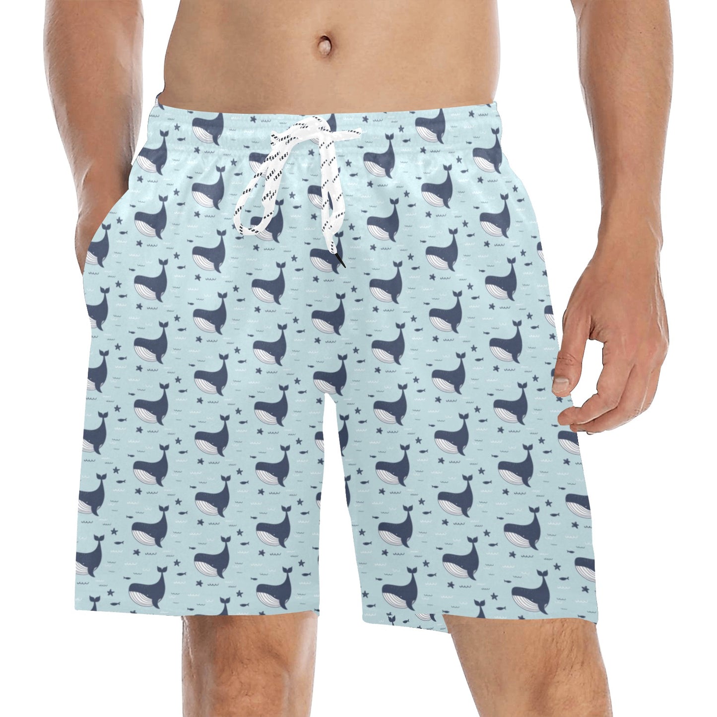 Whale Cute Design Themed Print Men's Swim Trunks Beach Shorts