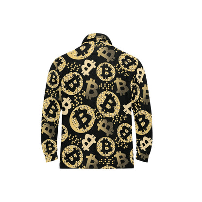 Bitcoin Pattern Print Design DO06 Long Sleeve Polo Shirt For Men's