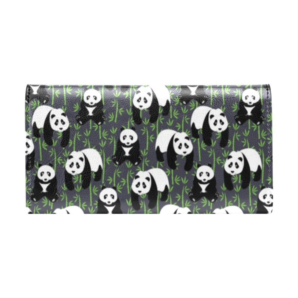 Panda Bear Bamboo Themed Print Women's Trifold Wallet