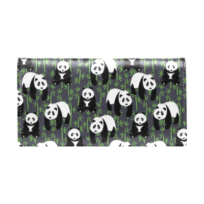 Panda Bear Bamboo Themed Print Women's Trifold Wallet