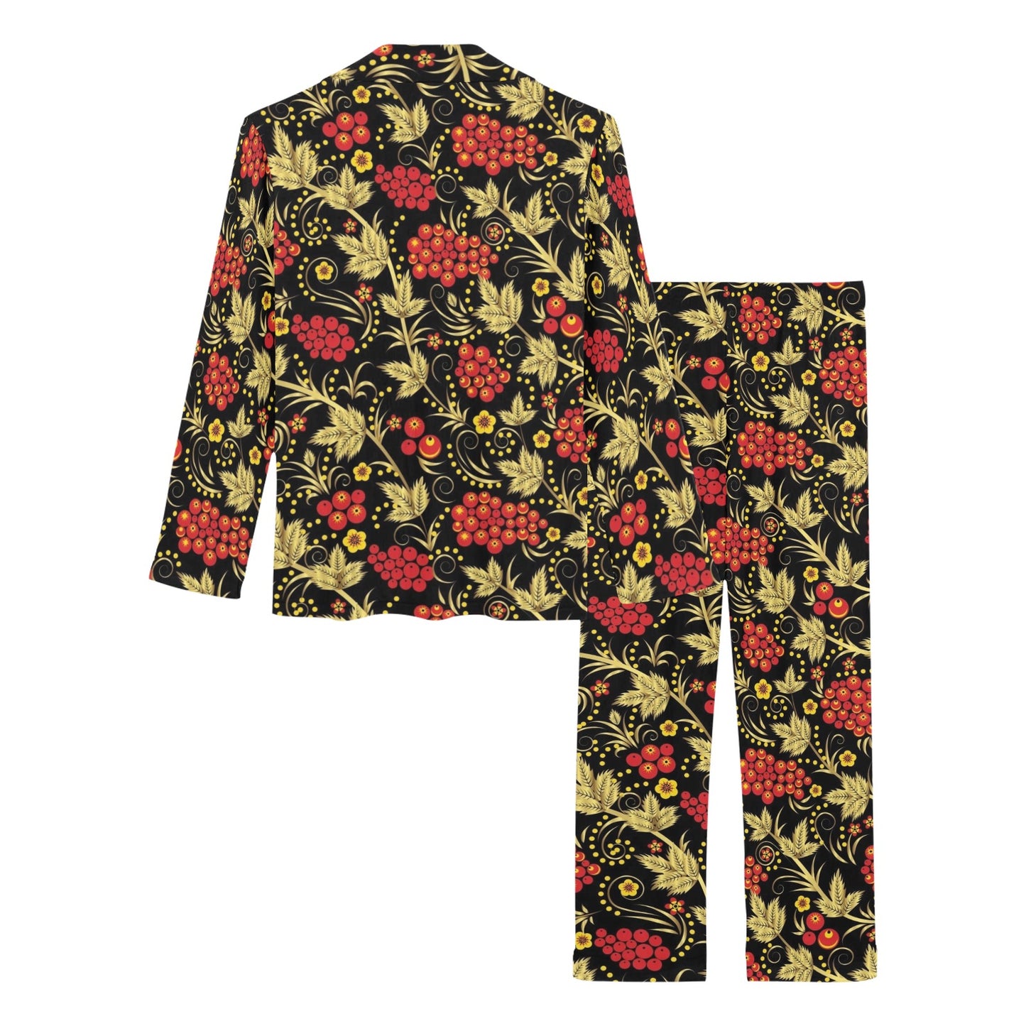 Cranberry Pattern Print Design CB02 Women's Long Pajama Set