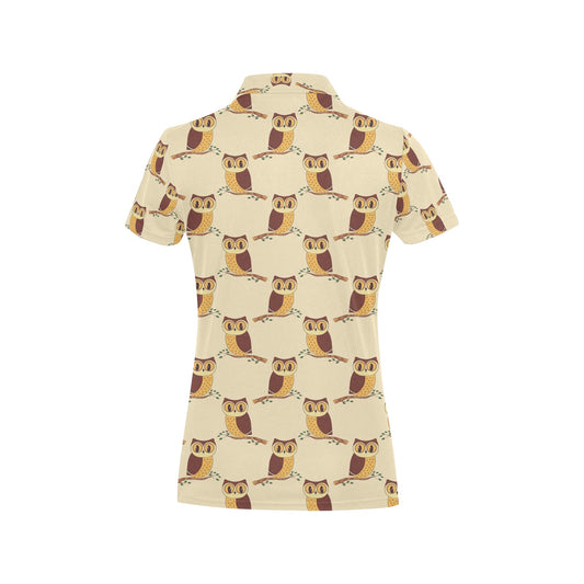 Owl Pattern Print Design A07 Women's Polo Shirt