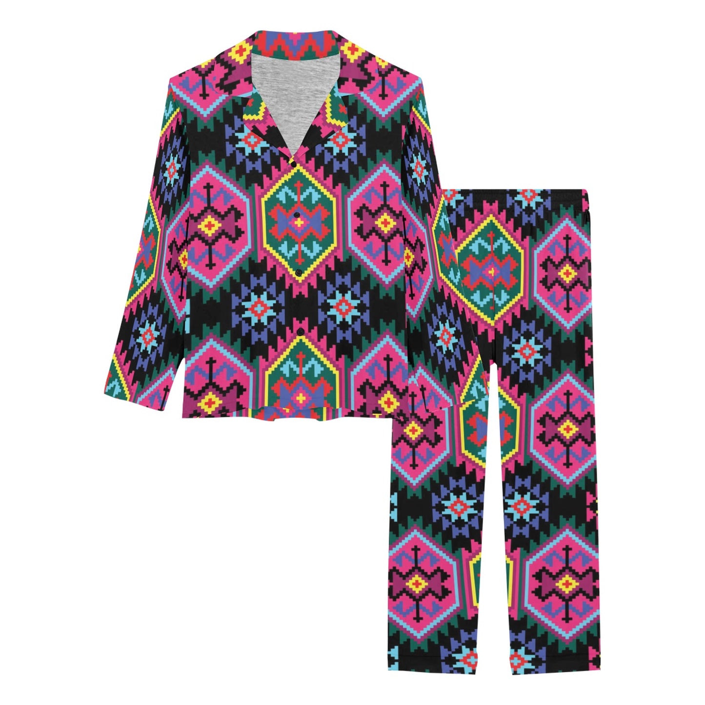 Mexican Pattern Print Design 02 Women's Long Pajama Set