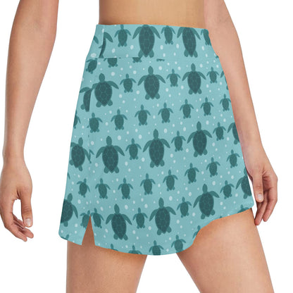 Sea Turtle Print Design LKS305 17" Golf & Pickleball Skort with Pockets