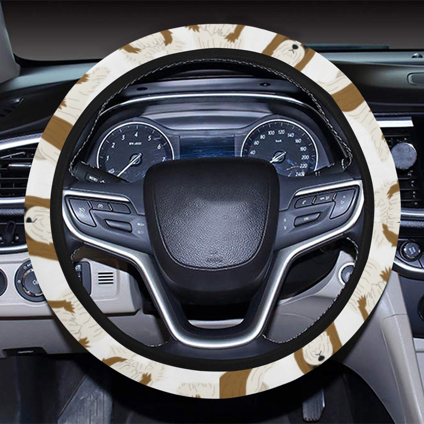 Shih Tzu Print Design LKS302 Steering Wheel Cover with Elastic Edge