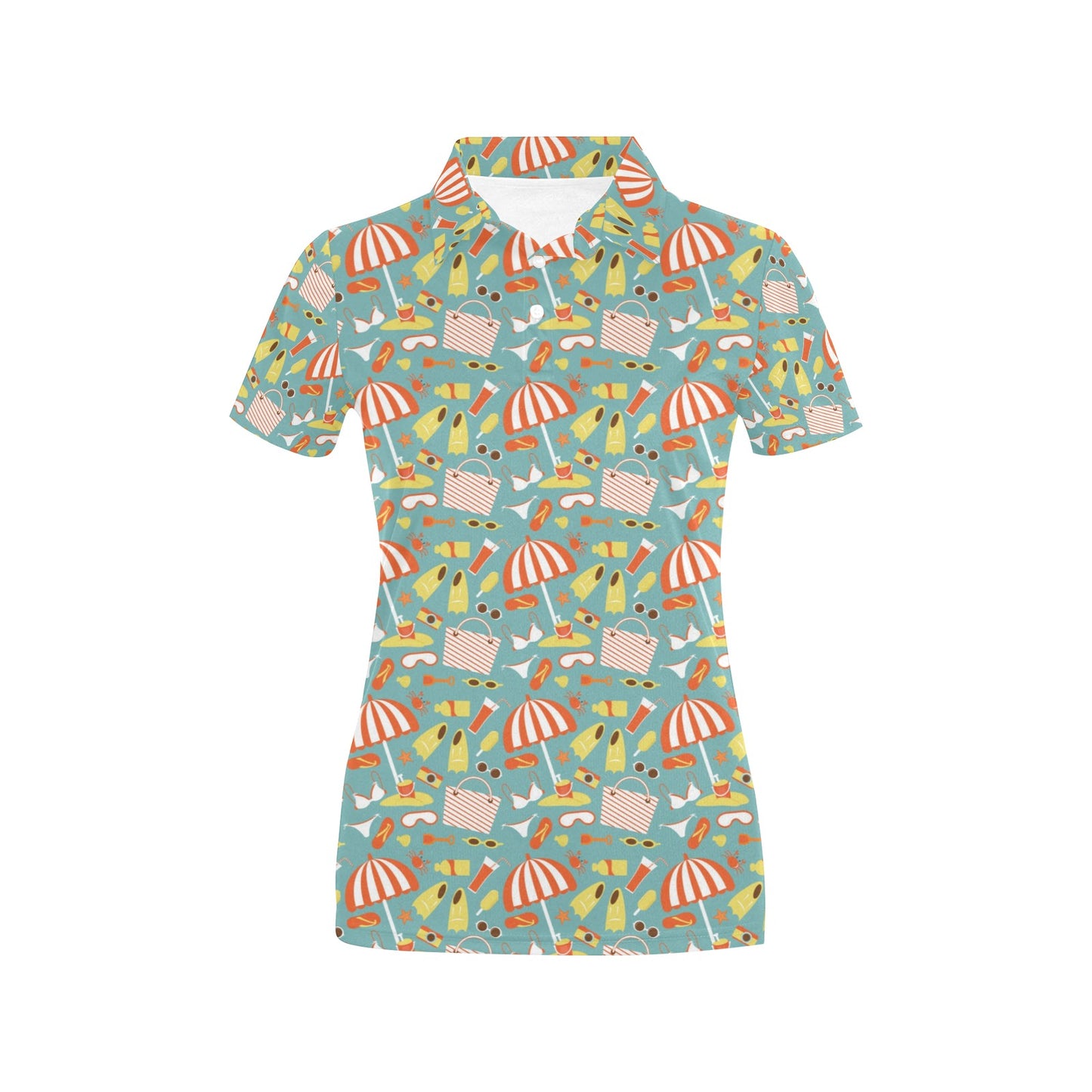 Beach Scene Pattern Print Design 02 Women's Polo Shirt