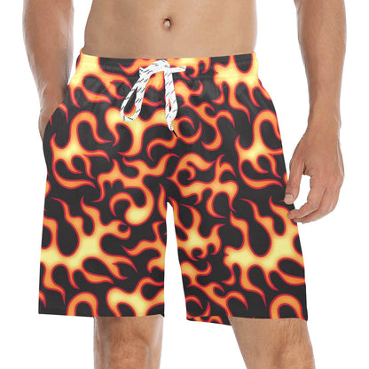 Flame Fire Themed Print Men's Swim Trunks Beach Shorts