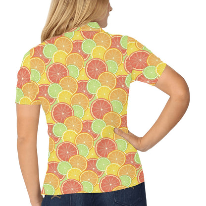 Grapefruit Pattern Print Design GF01 Women's Polo Shirt