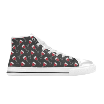 Wine Print Design LKS308 Men's High Top Canvas Shoes