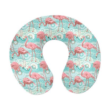 Flamingo Background Themed Print U-Shaped Travel Neck Pillow