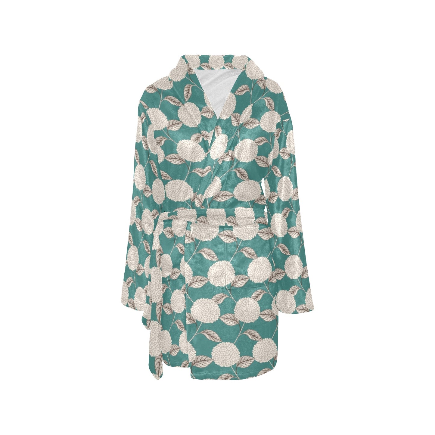 Hydrangea Pattern Print Design HD03 Women's Fleece Robe