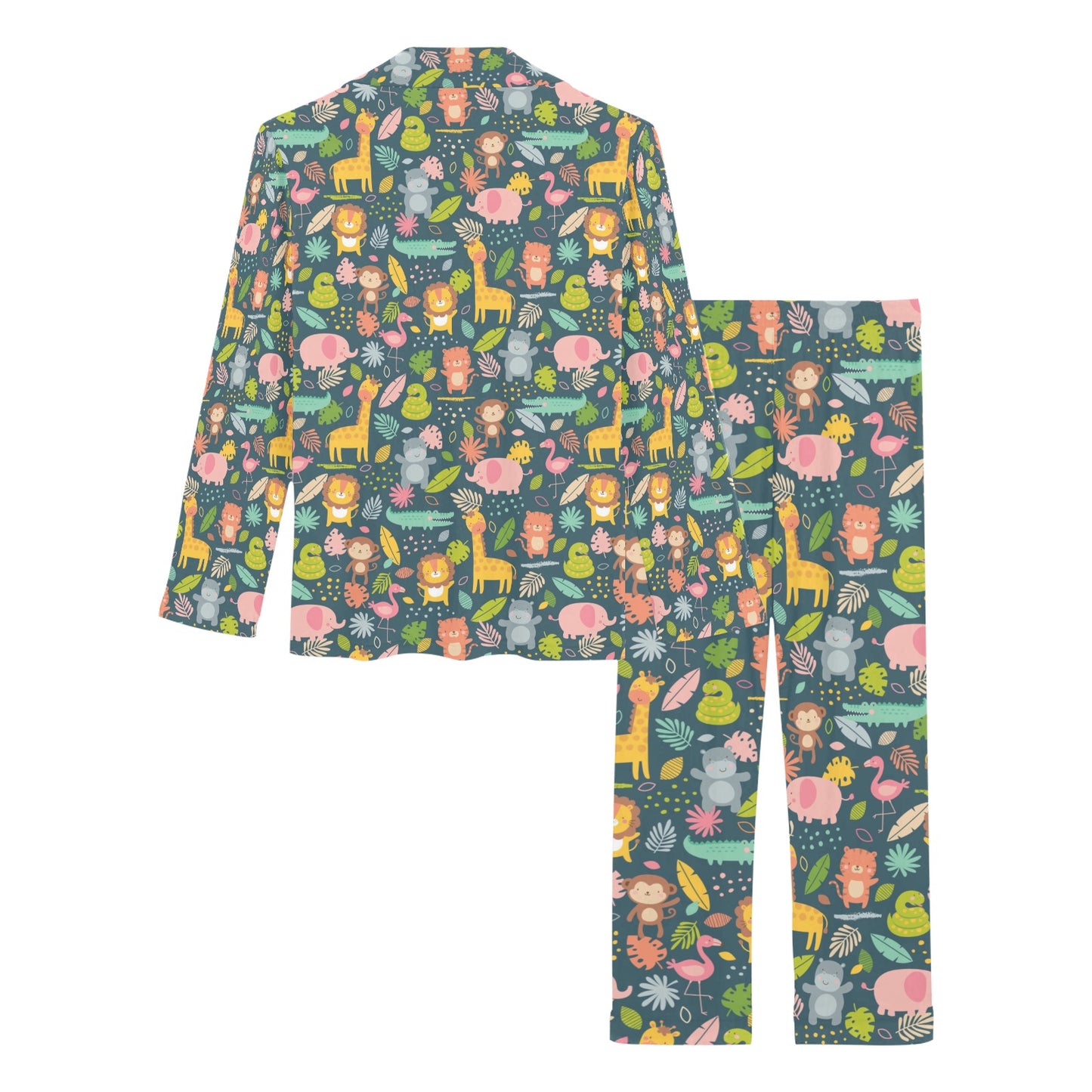 Safari Animal Cartoon Print Design LKS305 Women's Long Pajama Set