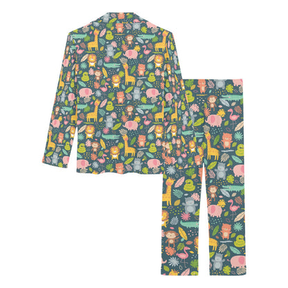 Safari Animal Cartoon Print Design LKS305 Women's Long Pajama Set