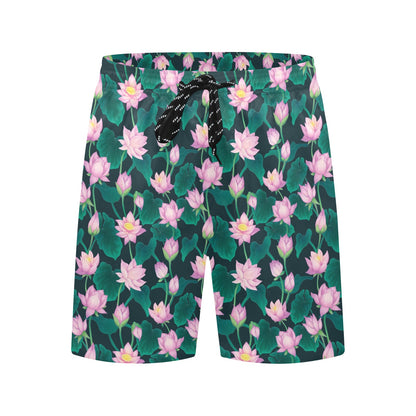 Water Lily Print Design LKS302 Men's Swim Trunks Beach Shorts