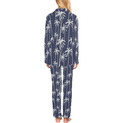 Palm Tree Pattern Print Design PT06 Women's Long Pajama Set