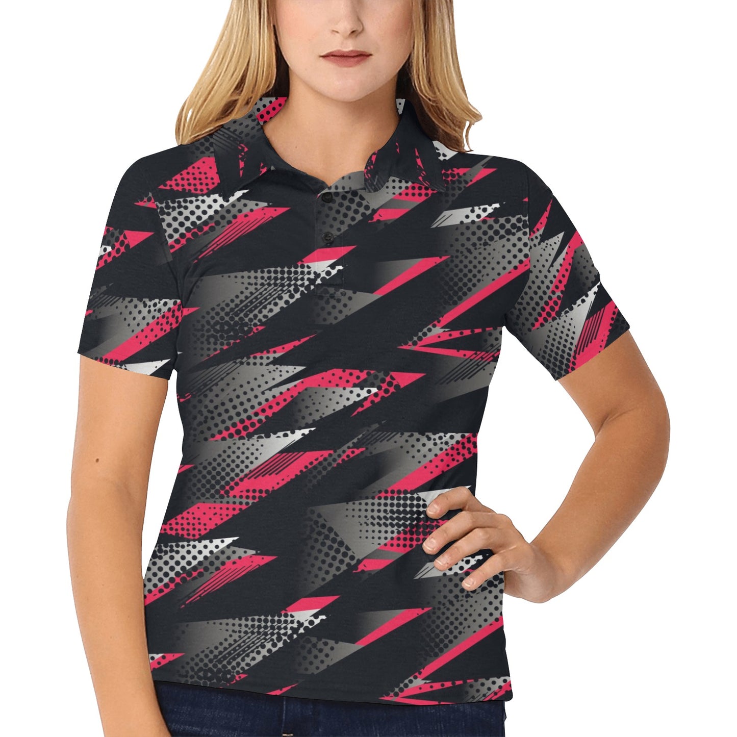 Racing Style Pattern Print Design A04 Women's Polo Shirt