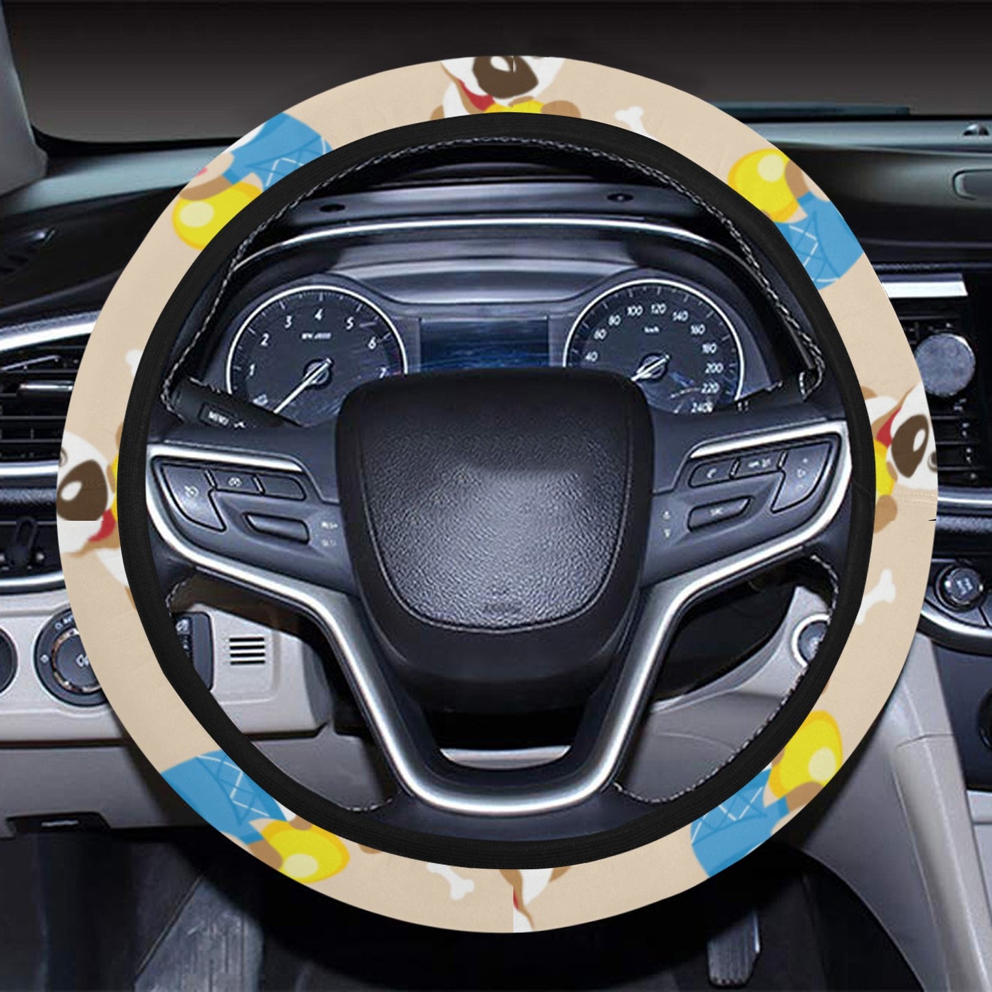 Russell Terriers Cute Print Design LKS304 Steering Wheel Cover with Elastic Edge