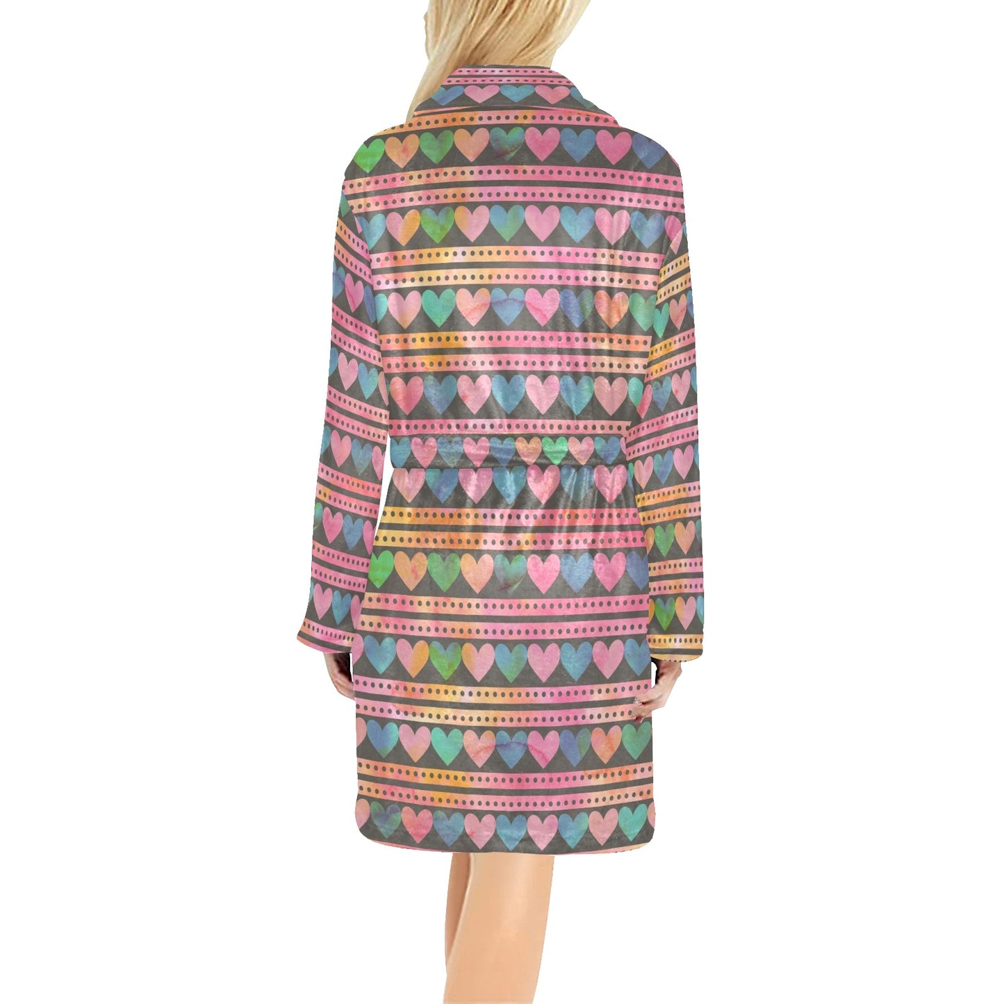 Heart Pattern Print Design HE010 Women's Fleece Robe