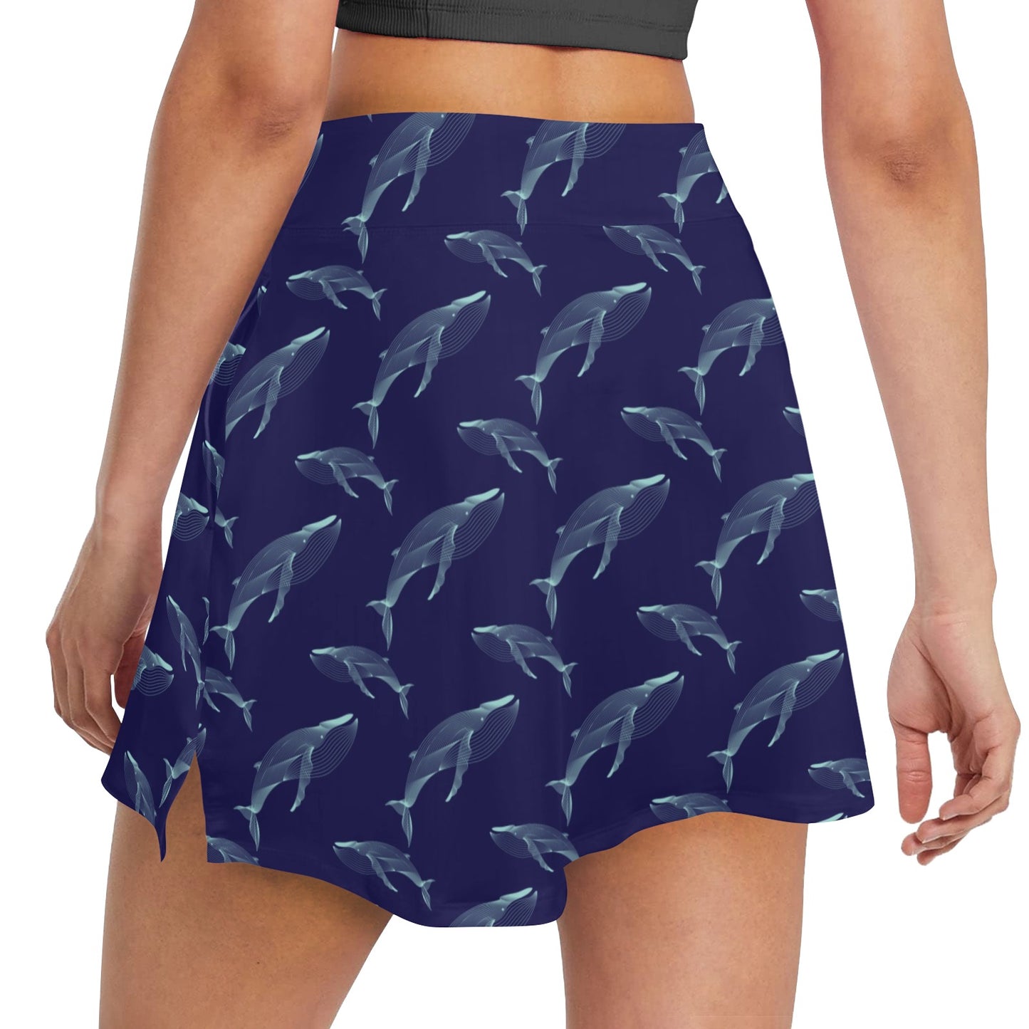 Blue Whale Print Design LKS402 17" Golf & Pickleball Skort with Pockets