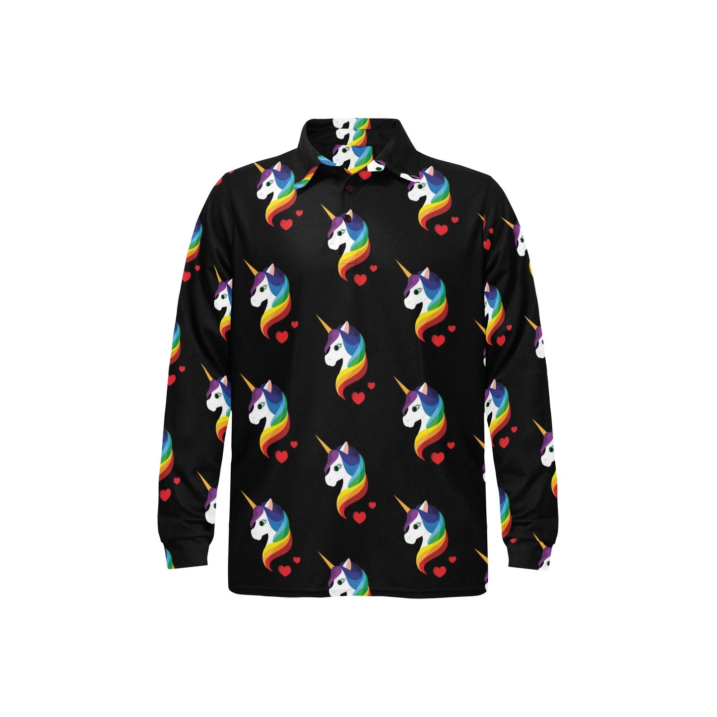Rainbow Unicorn Pattern Print Design A03 Long Sleeve Polo Shirt For Men's