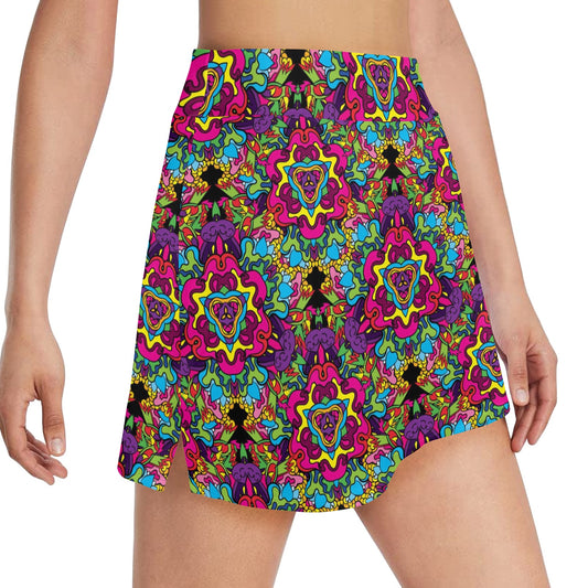 Trippy Print Design LKS303 17" Golf & Pickleball Skort with Pockets