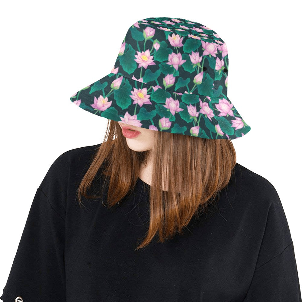Water Lily Print Design LKS302 Unisex Bucket Hat