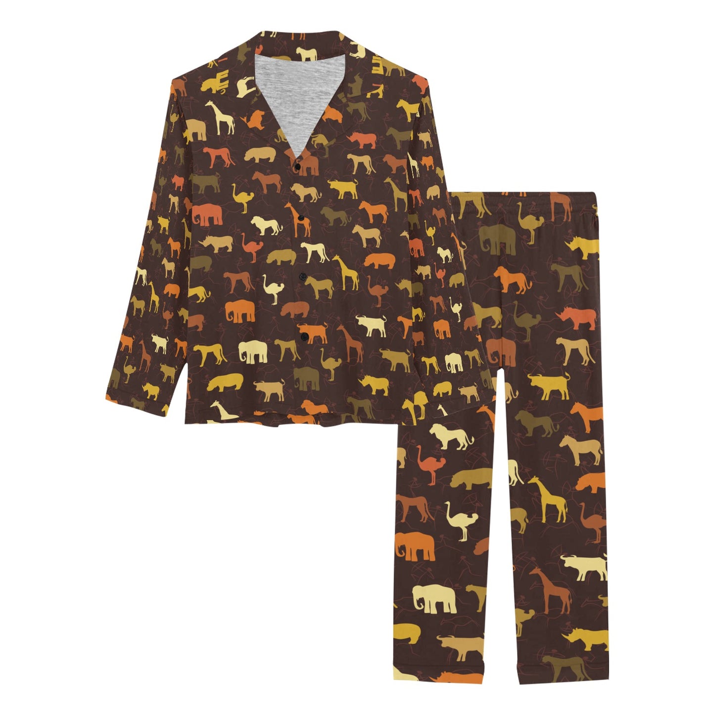 Safari Animal Print Design LKS301 Women's Long Pajama Set