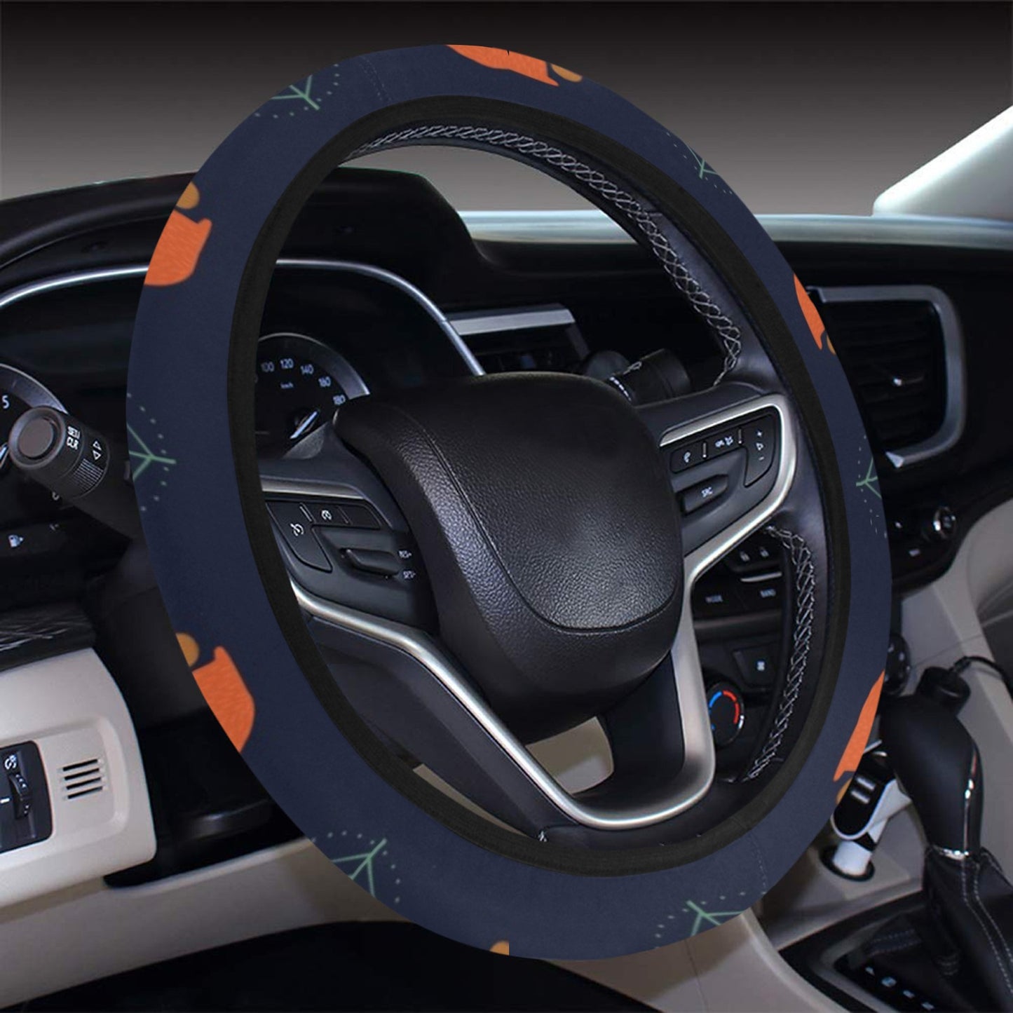 Squirrel Print Design LKS303 Steering Wheel Cover with Elastic Edge